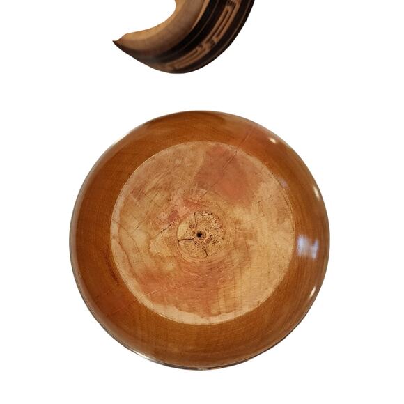 Mayan Turned Wood & Carved Wooden Folk Art Lidded Trinket Jar MCM - Picture 5 of 8